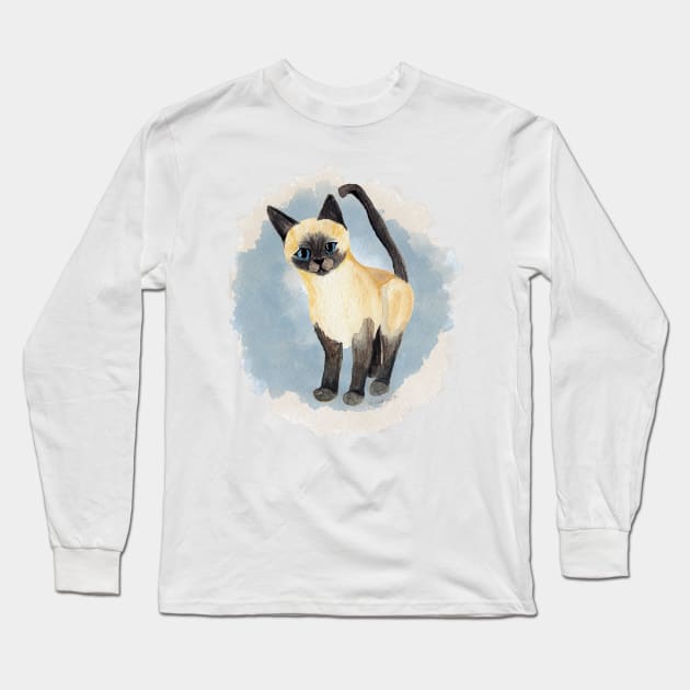 Saucy Siamese Kitten in blue Long Sleeve T-Shirt by Peleegirl